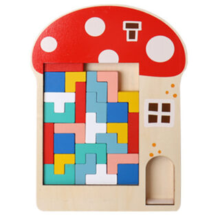 Puzzle 3d en bois montessori pour enfant champignon