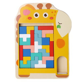 Puzzle 3d en bois montessori pour enfant champignon girafe