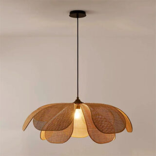 Suspension rotin fleur suspension vintage luminaire